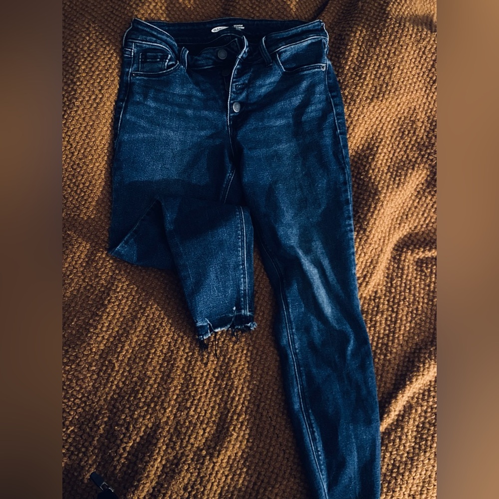 Old Navy Women's Dark Blue button fly Skinny Jeans